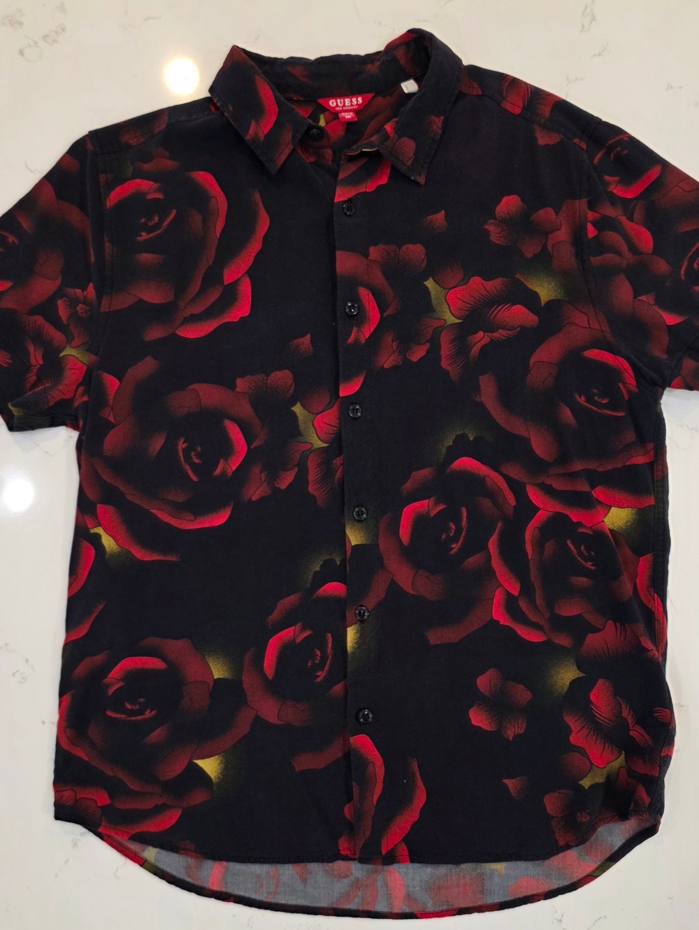 Guess Men's Button-up Rose Print Shirt Size  M - Item 125
